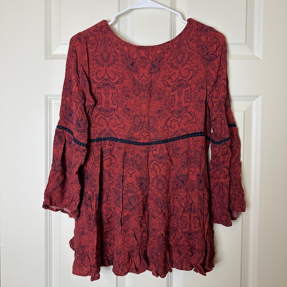 ! Fab'rik Orange Quarter Sleeve Print Blouse Women Size S - Picture 4 of 4